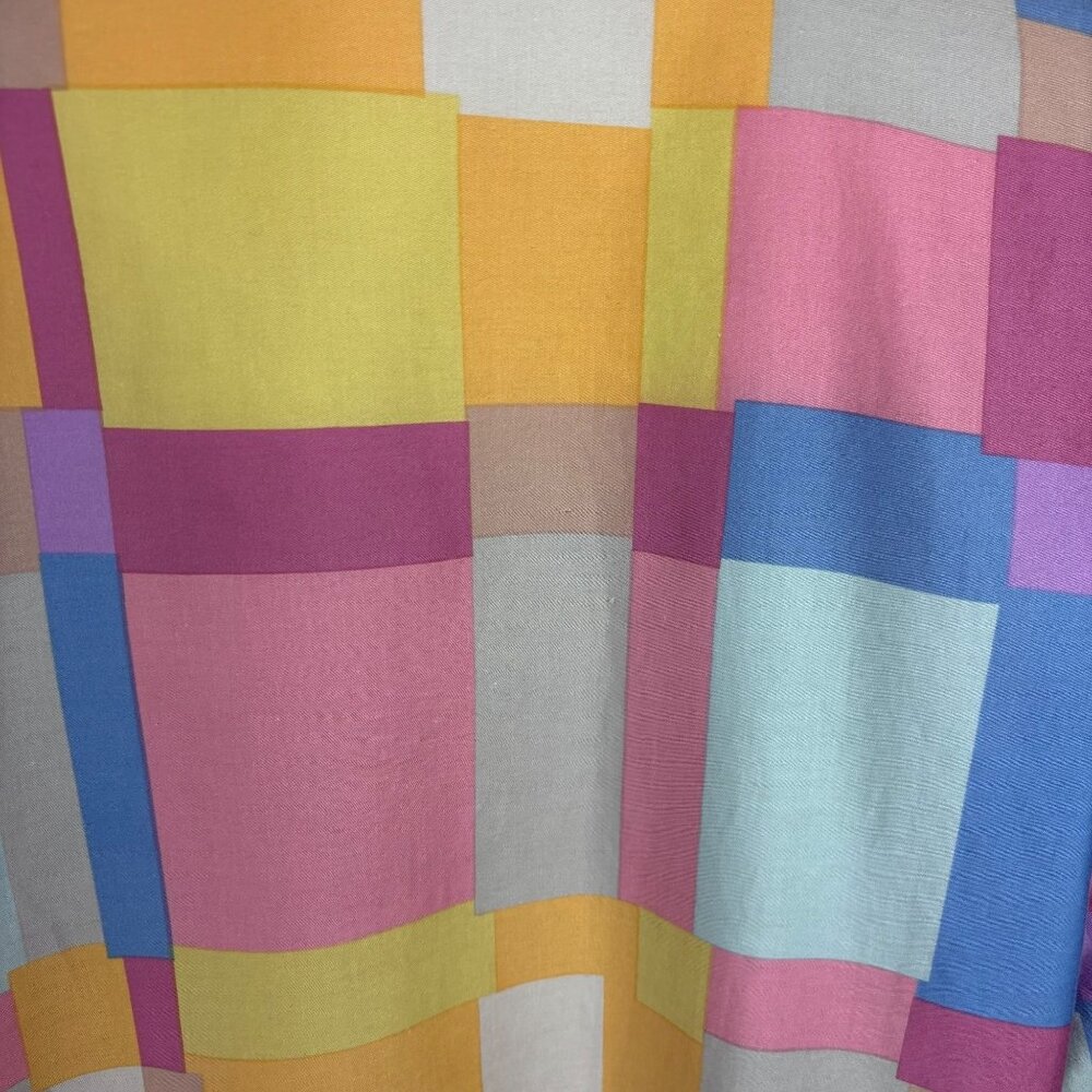 Vintage 70s Colorblock Dress Womens XL Pastel Artsy Forever Catherine Ogust - Picture 7 of 14